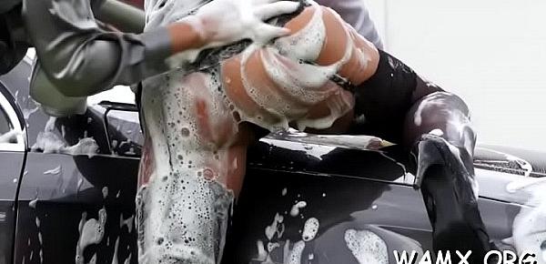  Sexy car wash moist look xxx play